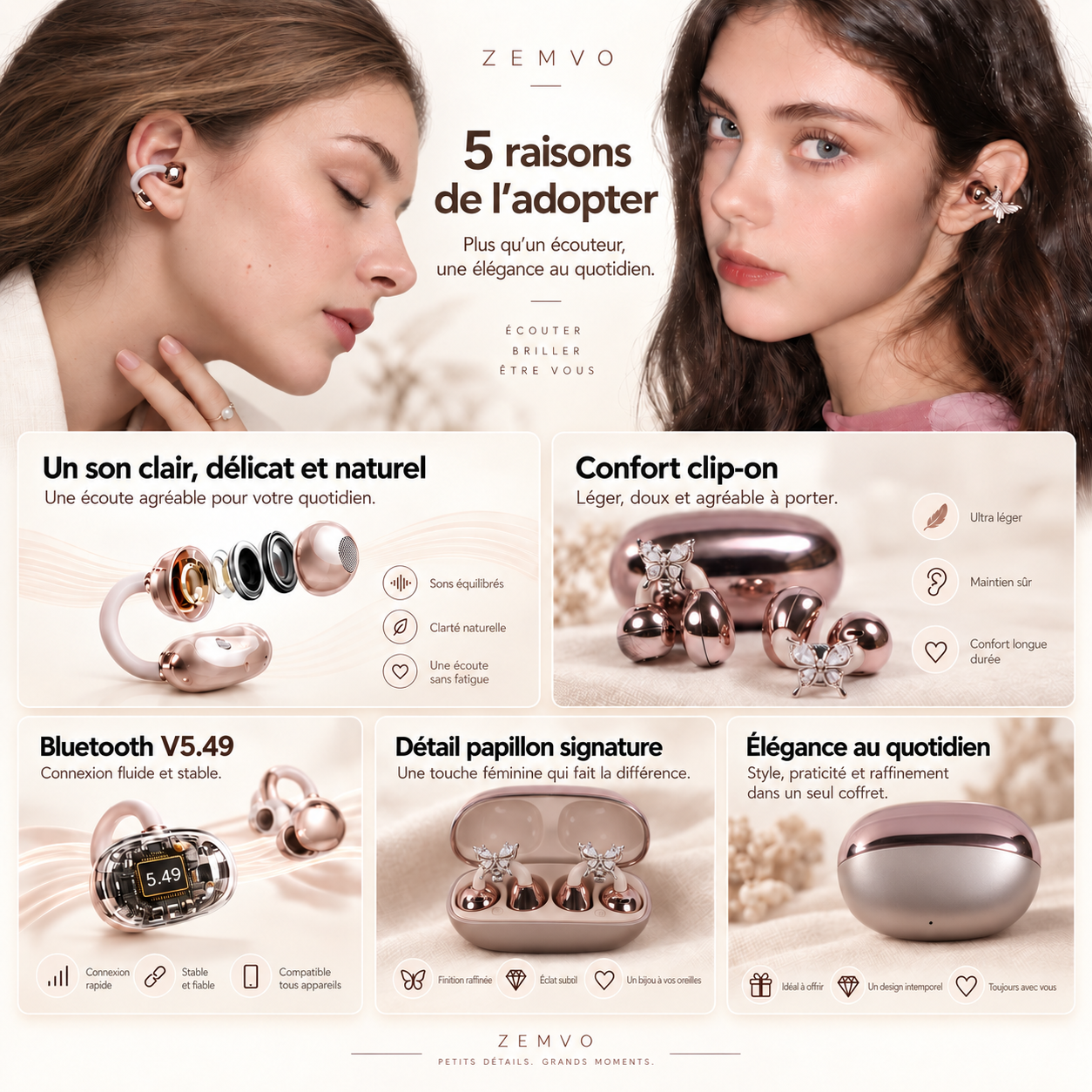 5 raisons d’adopter les écouteurs Gold Rose ZEMVO