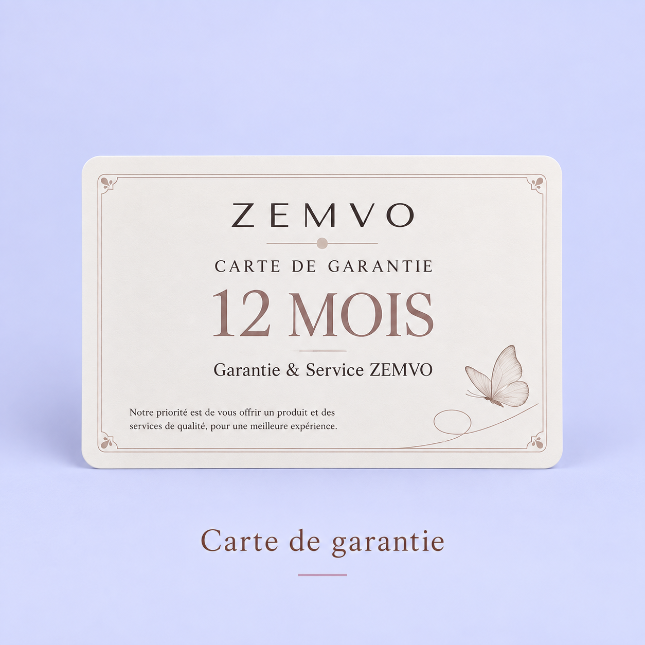 Carte de garantie 12 mois