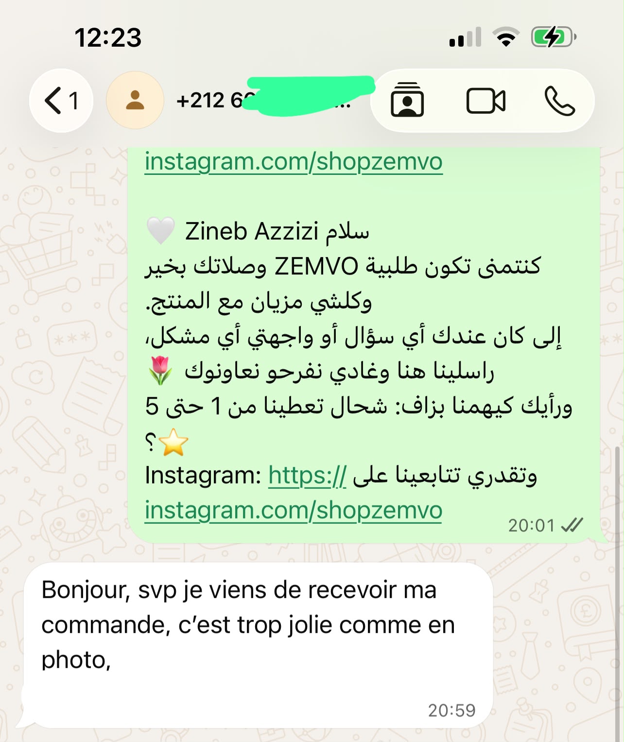 Avis client ZEMVO - produit conforme aux photos